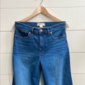 Madewell Blue Flare Wide Leg Jeans with Subtle Fading